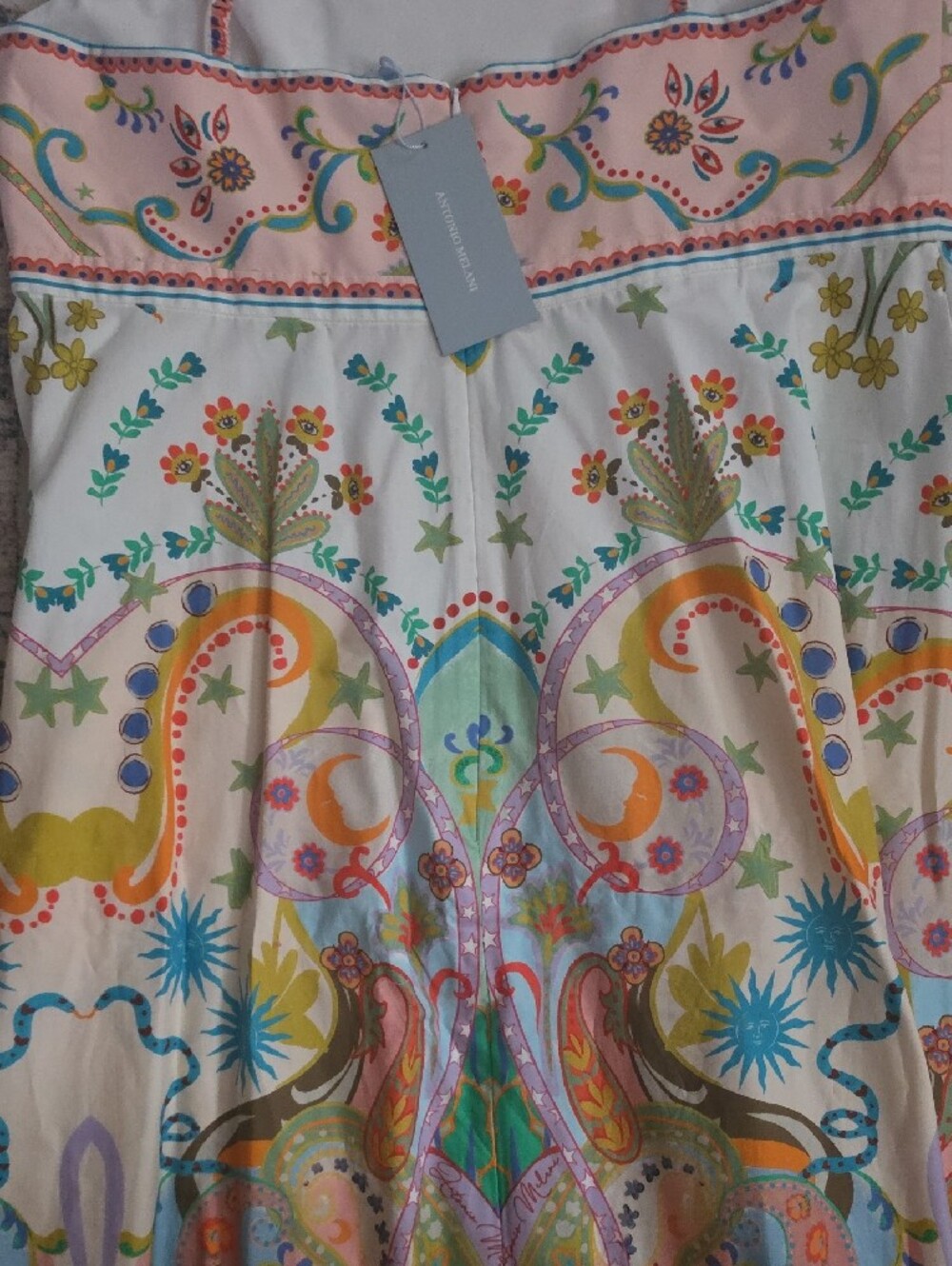 NWT ANTONIO MELANI Multicolor Paisley-Floral Spaghetti-Strap Dress Womens Sz 14 - Picture 8 of 10